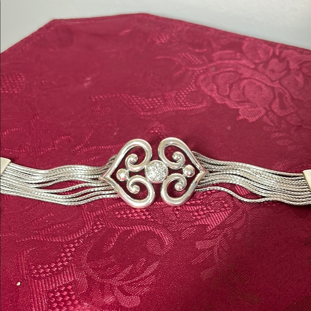 Brighton Silver Bracelet  w/Hearts and rhinestone